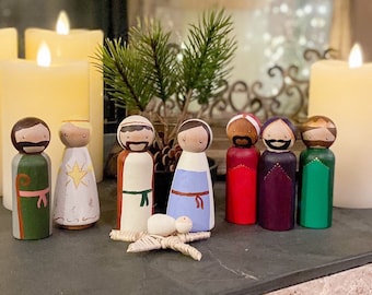 Nativity Christmas Set, Large Peg Dolls