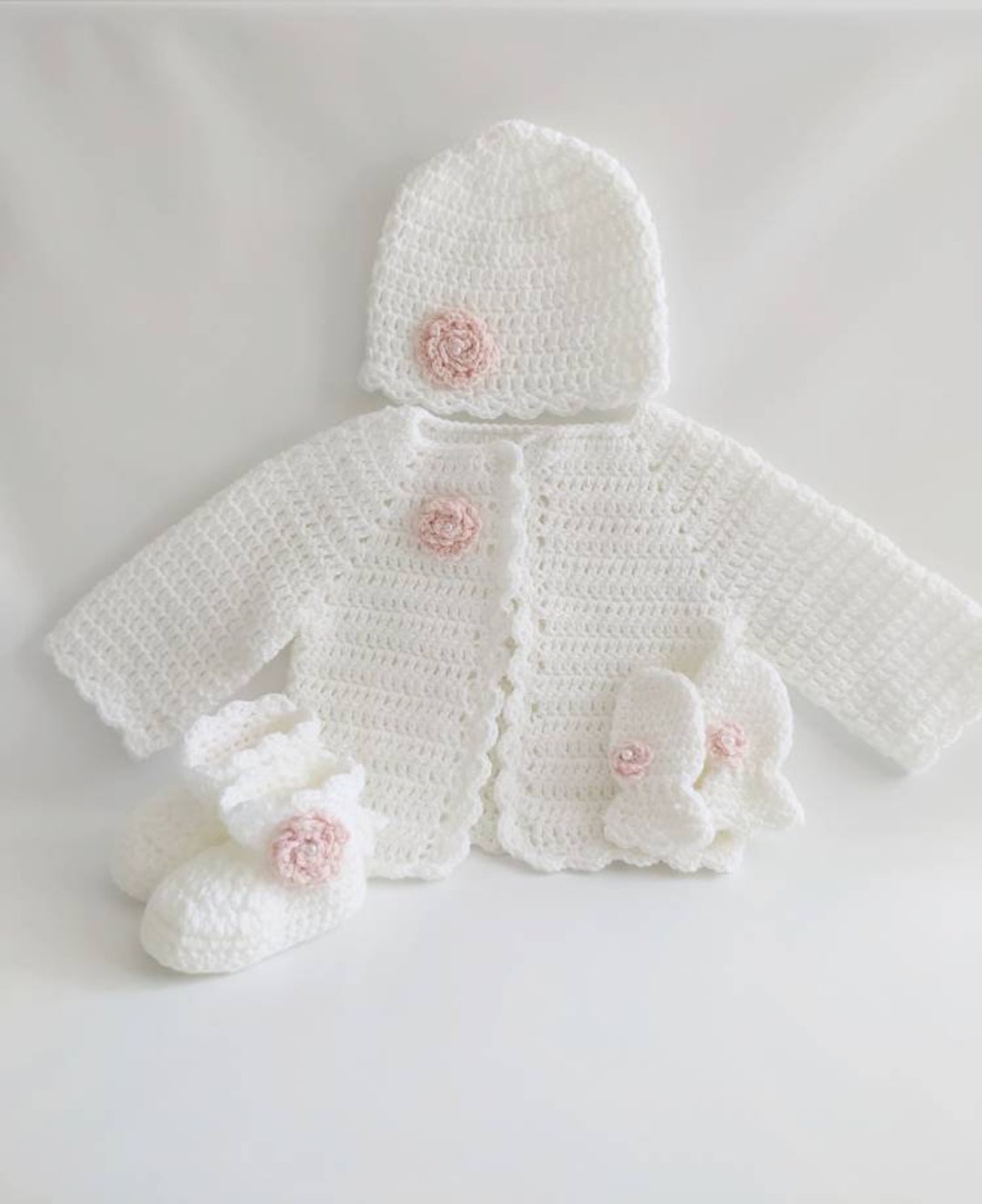 Baby Gift Set, Baby Crochet Gift Set, Knitted Baby Shower Gift, White