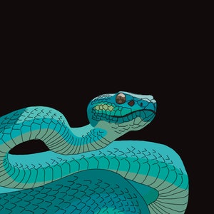 Wąż do pobrania cyfrowego, ilustracja cyfrowa, sztuka zwierzęca, niebieska żmija, rysunek węża, niezwykła sztuka