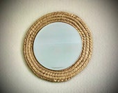 Up-Cycled Rattan Large Retro Round Wall Mirror