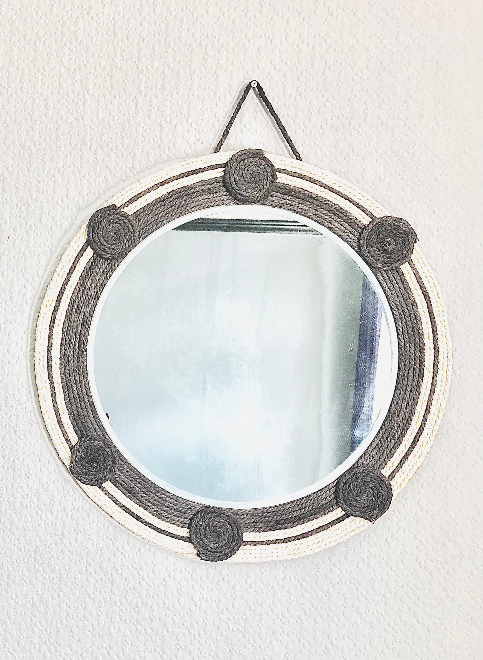 Large Grey Cream Nautical Bathroom Wall Mirror Gift Etsy