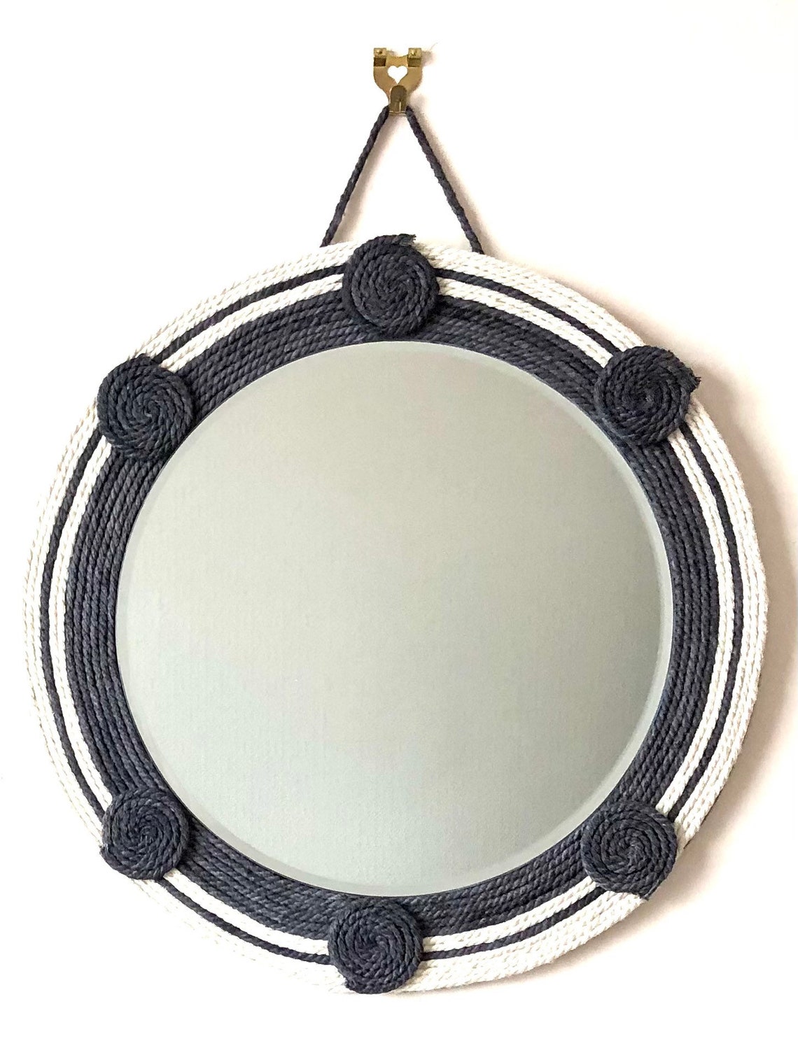 Large Grey Cream Nautical Bathroom Wall Mirror Gift Etsy