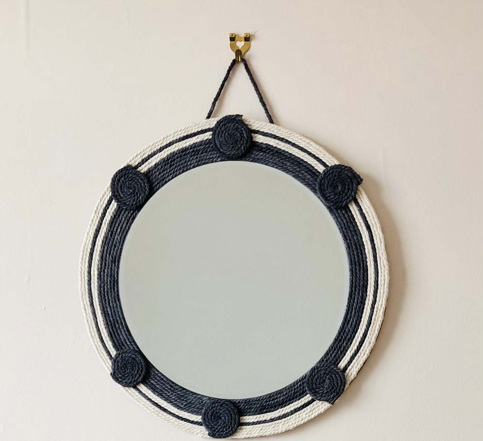 Large Grey Cream Nautical Bathroom Wall Mirror Gift Etsy
