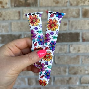 Vibrant Floral Pattern Apple Watch Band Compatible with Apple Watch Series 1-9, 38mm, 40mm, 41mm, 42mm, 44mm, 45mm, 49mm, SE, SE2, Ultra 2