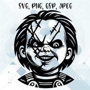 Chucky SVG para Silhouette, Cricut, impresión y corte, grabado láser, imagen vectorial, archivo de corte de vinilo, SVG de Halloween, clipart, SVG aterrador, digital