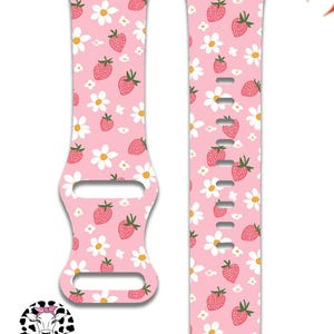 Strawberry & Daisy Pink Apple Watch Band Compatible with Apple Watch Series 1-9, 38mm, 40mm, 41mm, 42mm, 44mm, 45mm, 49mm, SE, SE2, Ultra 2