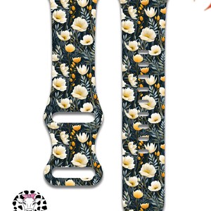Wild Flower Pattern Apple Watch Band Compatible with Apple Watch Series 1-9, 38mm, 40mm, 41mm, 42mm, 44mm, 45mm, 49mm, SE, SE2, Ultra 2