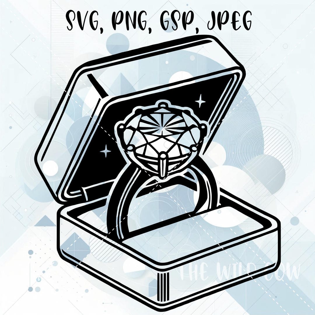 Engagement Diamond Ring SVG for Silhouette, Cricut, Print and Cut ...