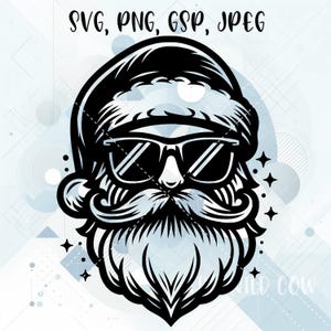 Coole Weihnachtsmann SVG für Silhouette, Cricut, Drucken und Schneiden, Laser gravieren, Vektorbild, Vinyl-Schnitt, Weihnachtsmann Clipart, Weihnachten SVG, Digital