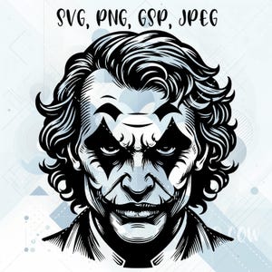 Joker SVG Digital Download for Silhouette, Cricut, Print and Cut, Laser Engrave, Vector Image, Vinyl Cut File, Hero Movie SVG PNG, Jpeg, gsp