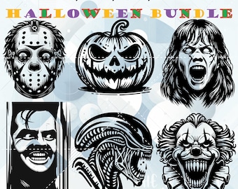 Halloween Horrorfilm Killer SVG Bundle, Cricut Silhouette Schnitt Dateien