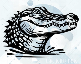 Alligator SVG für Silhouette, Cricut, Drucken und Schneiden, Lasergravur, Vektorbild, Vinylschnittdatei, Alligator Clipart, Wildtier SVG, digital