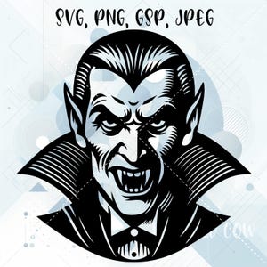 Drácula SVG para Silhouette, Cricut, impresión y corte, grabado láser, imagen vectorial, archivo de corte de vinilo, Halloween SVG, clipart, vampiro SVG, digital