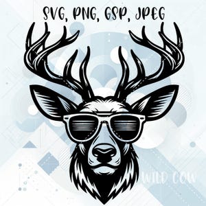 Cool Reindeer SVG for Silhouette, Cricut, Print and Cut, Laser Engrave, Vector Image, Vinyl Cut, Reindeer Clipart, Christmas SVG, Digital