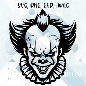 Penny wise SVG para Silhouette, Cricut, impresión y corte, grabado láser, imagen vectorial, archivo de corte de vinilo, Halloween SVG, clipart, payaso SVG digital