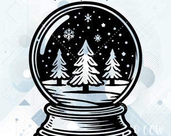 Snow Globe SVG for Silhouette, Cricut, Print and Cut, Laser Engrave, Vector Image, Vinyl Cut, Snow Globe Clipart, Christmas SVG, Digital Art