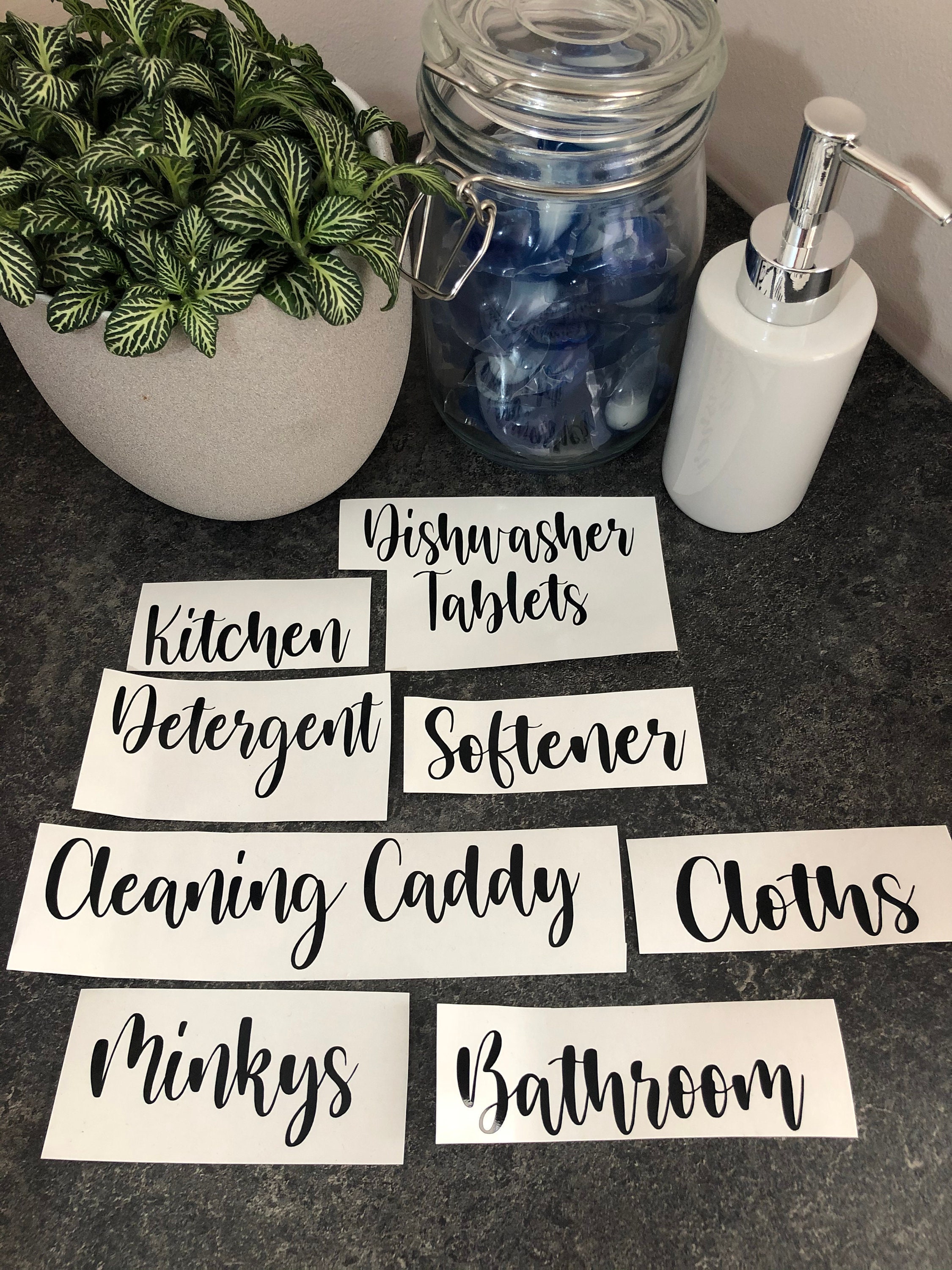 Personalised Mrs Hinch Style Decal Labels Cleaning Jars Pantry various colours