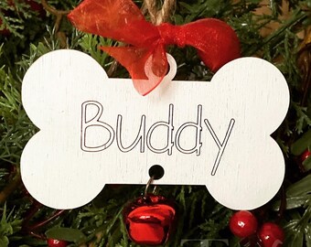 Personalized Dog Bone Christmas Ornament- SVG - Laser Cut File - INSTANT DOWNLOAD