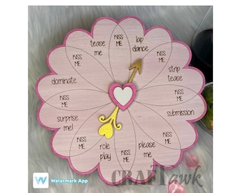 Alla hjärtans dag (stygg version) Spinner Game - SVG - Laserskuren fil - DIREKT NEDLADDNING