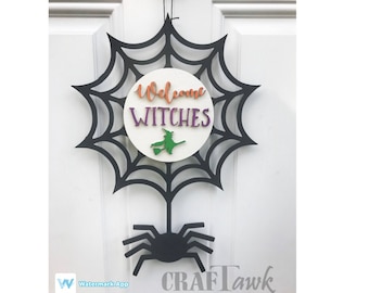 Halloween dörrhängare välkomna häxor - SVG - laserskuren fil - DIREKT NEDLADDNING