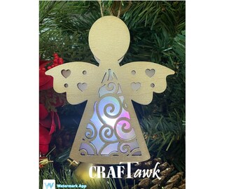 Lysande ängel julprydnad - SVG - laserskuren fil - DIREKT NEDLADDNING