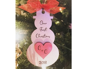 Our First Christmas Snowman Personalized Ornament- SVG - Laser Cut File - INSTANT DOWNLOAD