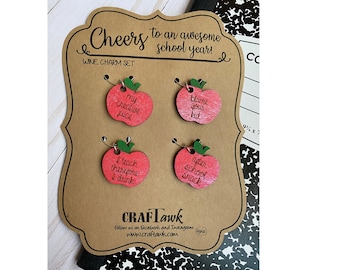 Vinberlock med uppskattning för lärare, set om 4 med kort - SVG - Laserskuren fil - DIREKT NEDLADDNING