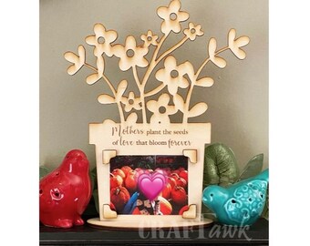 Mödrar planterar kärlekens frön som blommar för evigt - Blomkruka fotoram hyllsitter - SVG - Laserskuren fil - DIREKT NEDLADDNING
