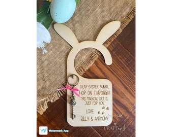 Påskharen Magic Key dörrhandtagshängare - SVG - Laserskuren fil - DIREKT NEDLADDNING