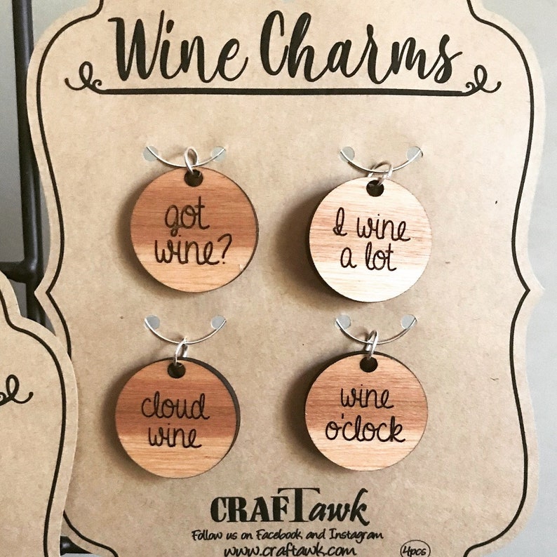 Funny Wine Charm Set of 8 With Card SVG Laser Cut File Etsy Hong Kong