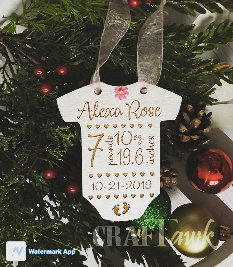 Newborn Stats Christmas Ornament- SVG - Laser Cut File - INSTANT DOWNLOAD