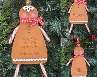 Pepparkaksflicka och pepparkakspojke godisstångshållare prydnad - SVG - laserskuren fil - DIREKT NEDLADDNING