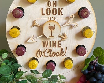 Wine O’clock - SVG- Laser Cut Files, INSTANT DOWNLOAD- no dowel required, stationary hands