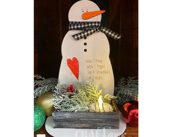 Primitiv snögubbe/värmeljushylla - SVG - Laserskuren fil - DIREKT NEDLADDNING