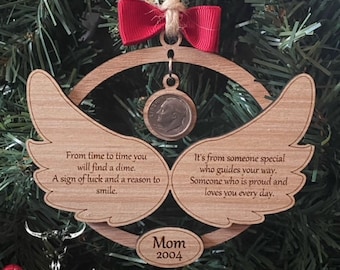 Dimes From Heaven Memorial Christmas Ornament - SVG - Laserskuren fil - DIREKT NEDLADDNING