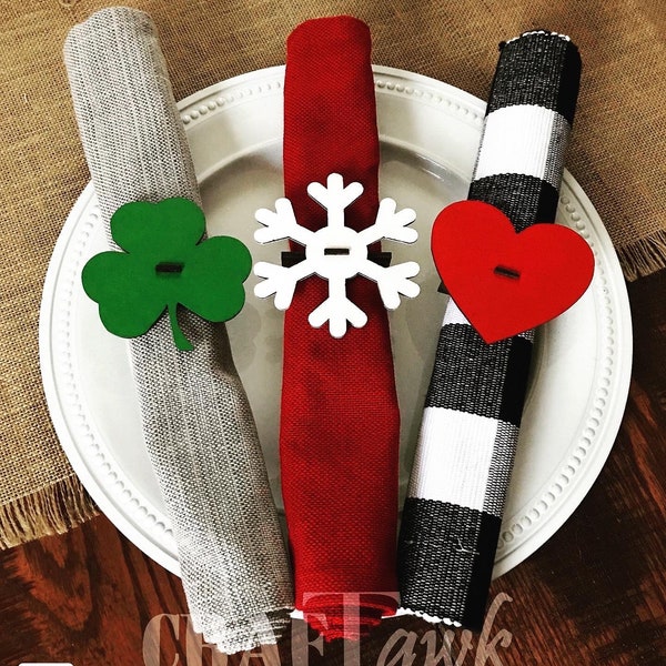 Interchangeable Napkin Rings - SVG - Laser Cut File - INSTANT DOWNLOAD