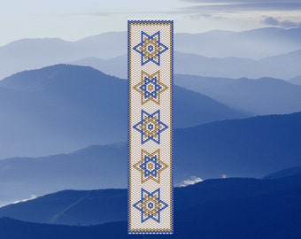 Davidstern Jedaica Armband Peyote MUSTER, Odd-Count Peyote, Rocailles Perlenmuster