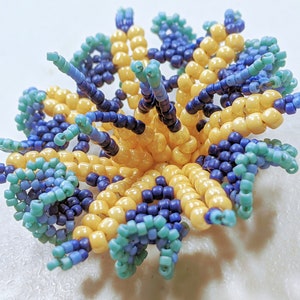 Beaded Wallflower Pendant, Wallflower Pendant, Beadwork Pendant, Freeform Beading, Beaded Decor