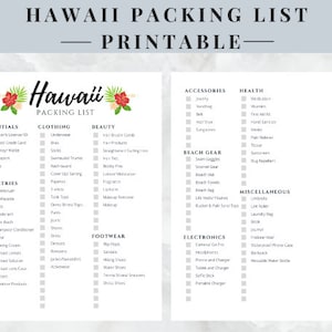 Hawaii Packing List | Printable | Instant Download