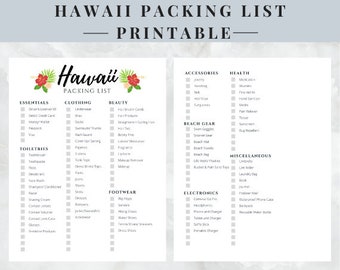 Hawaii Packing List | Printable | Instant Download