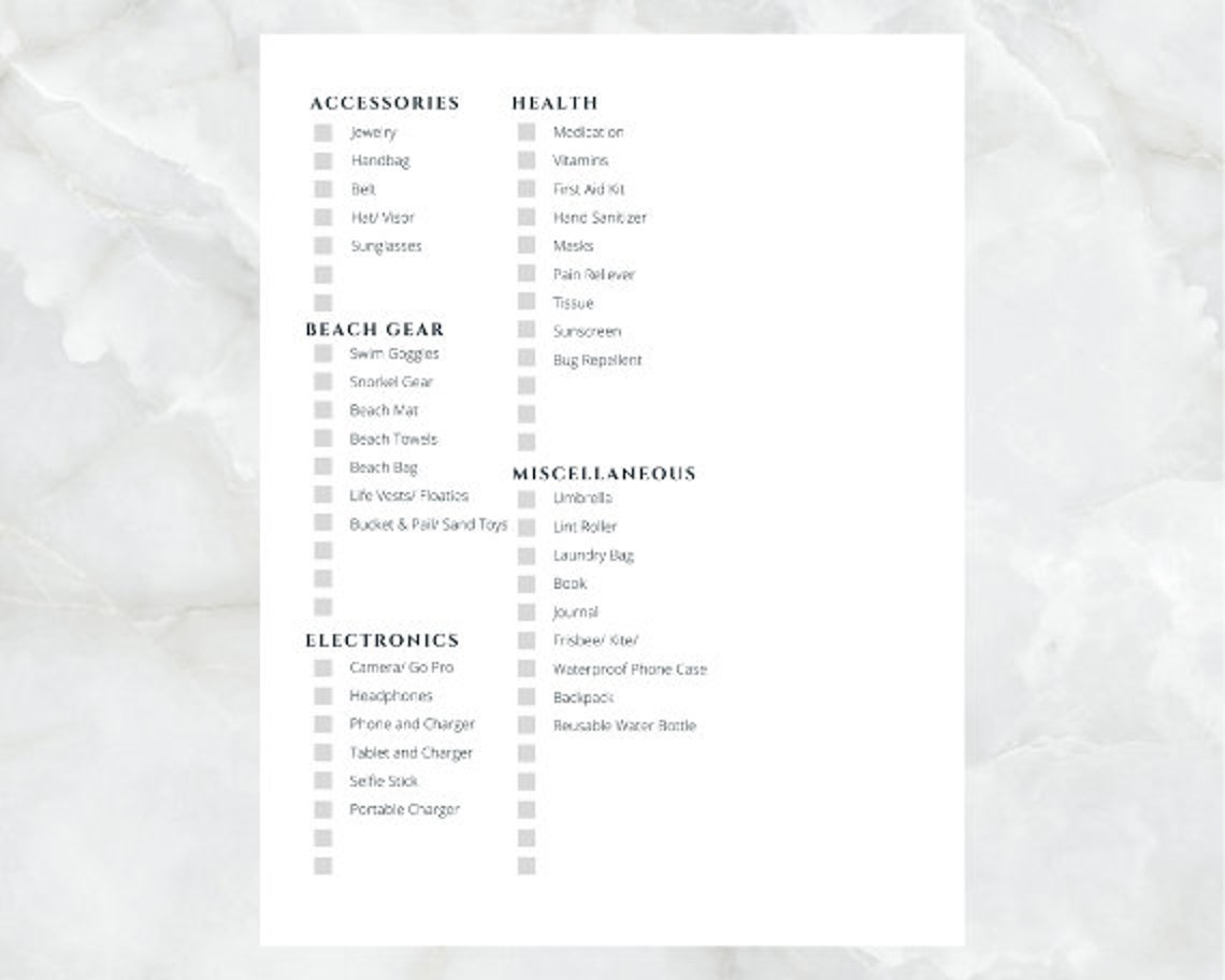 Hawaii Packing List | Printable | Instant Download - Etsy