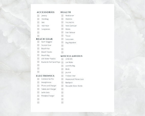 Hawaii Packing List | Printable | Instant Download - Etsy