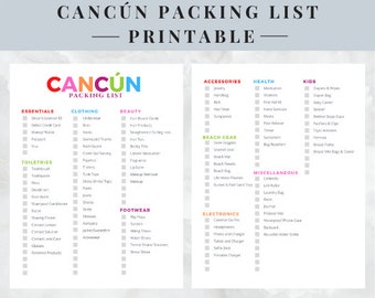 Cancun Packing List | Mexico Packing List | Printable | Instant Download