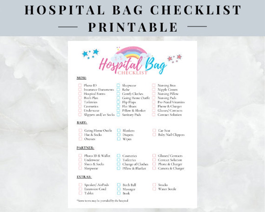 Buy Hospital Bag Checklist Birth Bag Packing List Pregnancy
