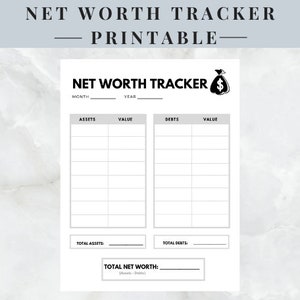 Net Worth Tracker | Printable | Instant Download - Etsy