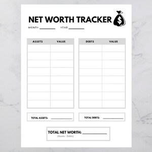Net Worth Tracker | Printable | Instant Download - Etsy