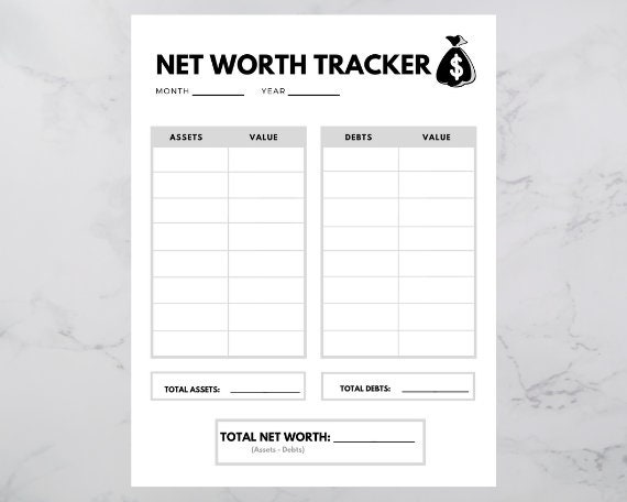 Net Worth Tracker Printable Instant Download - Etsy