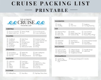 Cruise Packing List | Printable | Instant Download