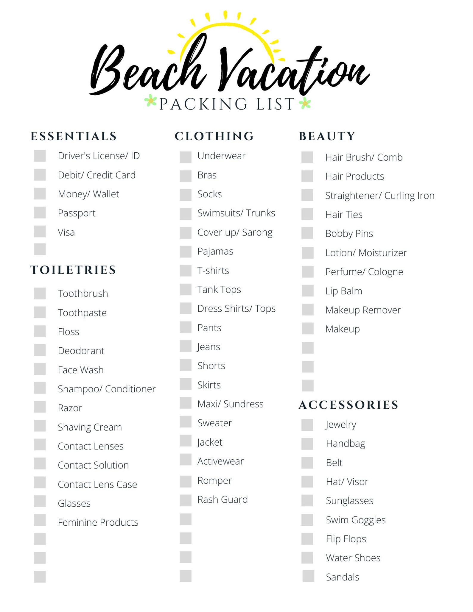 beach-vacation-packing-list-printable-instant-download-etsy