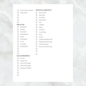 Beach Vacation Packing List | Printable | Instant Download - Etsy Canada